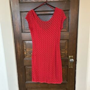 Free People Red Crochet Mini Dress